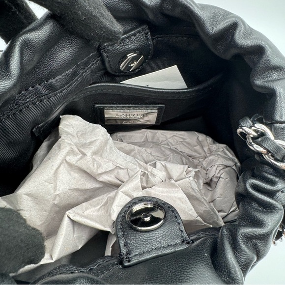 Lauren Ralph Lauren Black Leather Bucket Bag with Silver Hardware | New with Tag - Picture 11 of 12